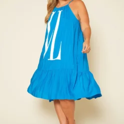 Plus Size Graphic Halter Top Tiered Dress