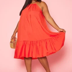 Plus Size Halter Top Tiered Dress