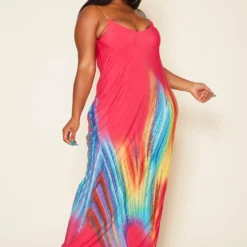 Plus Size Abstract Pattern Cami Maxi Dress