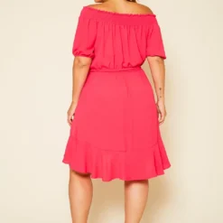 Plus Size Shirred Off Shoulder High Low Dress -Femme Avid Sales Store 2020609 002 4