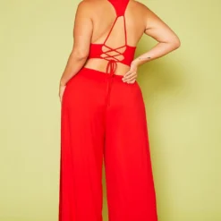 Plus Size Halter Top Wide Leg Slit Jumpsuit -Femme Avid Sales Store 2020616 001 5