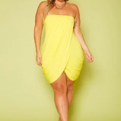 Plus Size Cross Over Tube Dress