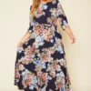 Plus Size Floral Print Fit & Flare Maxi Dress