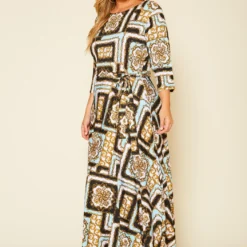 Plus Size Damask Print Fit & Flare Maxi Dress -Femme Avid Sales Store 2020624 001 3