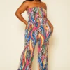 Plus Size Leopard Print Mix Jumpsuit