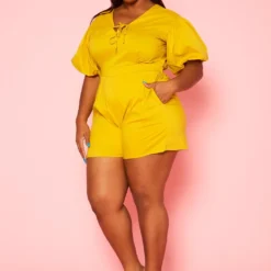 Plus Size Balloon Sleeve Romper -Femme Avid Sales Store 2020645 002 3