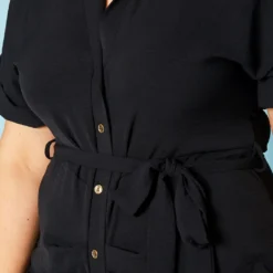 Plus Size High Low Ruched Collar Dress -Femme Avid Sales Store 2020702 002 5