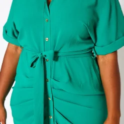 Plus Size High Low Ruched Collar Dress -Femme Avid Sales Store 2020702 003 5