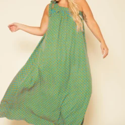 Plus Size One Shoulder Greek Maxi Dress