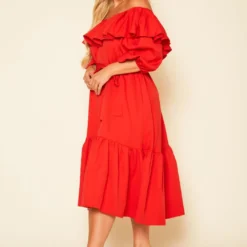 Plus Size Off Shoulder Wide Flare Midi Dress -Femme Avid Sales Store 2020751 002 2