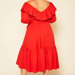 Plus Size Off Shoulder Wide Flare Midi Dress -Femme Avid Sales Store 2020751 002 3