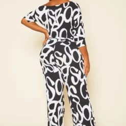 Plus Size Asymmetric Shoulder Abstract Print Jumpsuit -Femme Avid Sales Store 2020815 001 5