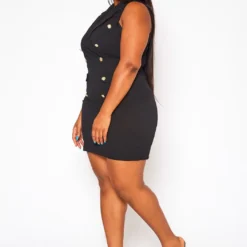 Plus Size Double Breasted Sleeveless Mini Dress -Femme Avid Sales Store 2020845 001 4