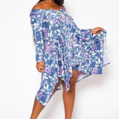 Plus Size A-Line Graphic Collar Dress