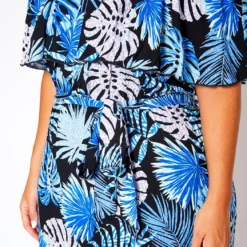 Plus Size Off Shoulder Leaf Print Tiered Dress -Femme Avid Sales Store 2020872 001 5