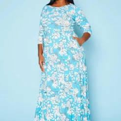 Plus Size Fit & Flare Floral Print Belted Maxi Dress -Femme Avid Sales Store 2020893 002 3