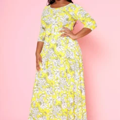 Plus Size Fit & Flare Floral Print Belted Maxi Dress -Femme Avid Sales Store 2020893 003 2