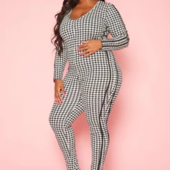 Plus Size Houndstooth Plaid Jumpsuit -Femme Avid Sales Store 2021000 001 3
