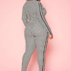 Plus Size Houndstooth Plaid Jumpsuit -Femme Avid Sales Store 2021000 001 4