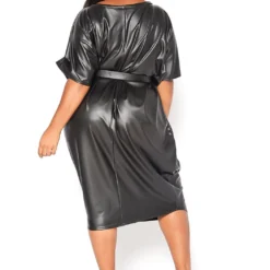 Plus Size Faux Leather Oversized Shirt Dress -Femme Avid Sales Store 2021004 001 1