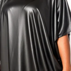 Plus Size Faux Leather Oversized Shirt Dress -Femme Avid Sales Store 2021004 001 2