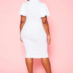 Plus Size Front Collar Tie Bodycon Midi Dress -Femme Avid Sales Store 2021005 002 3