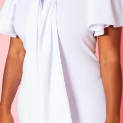 Plus Size Front Collar Tie Bodycon Midi Dress -Femme Avid Sales Store 2021005 002 4