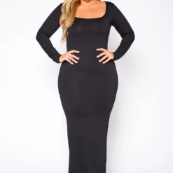 Plus Size Essential Long Sleeve Maxi Dress