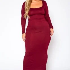 Plus Size Essential Long Sleeve Maxi Dress -Femme Avid Sales Store 2021014 002 2