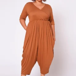 Plus Size Short Sleeve Harem Jumpsuit