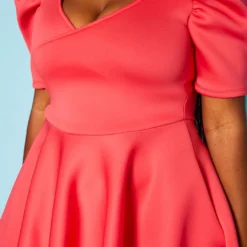 Plus Size Puff Sleeve Flare Mini Dress -Femme Avid Sales Store 2021049 004 5