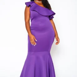 Plus Size One Shoulder Mermaid Maxi Dress -Femme Avid Sales Store 2021065 001 1