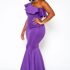 Plus Size One Shoulder Mermaid Maxi Dress -Femme Avid Sales Store 2021065 001 4
