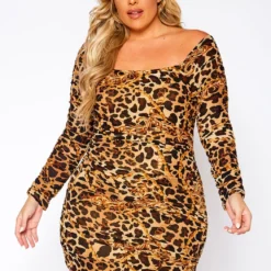 Plus Size Fierce Animal Print Mesh Bodycon Mini Dress