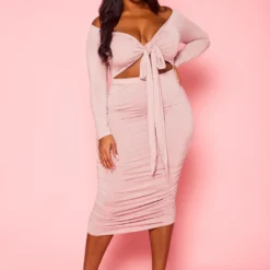 Plus Size Off Shoulder Cross Wrap Midi Dress -Femme Avid Sales Store 2021111 004 1