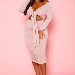 Plus Size Off Shoulder Cross Wrap Midi Dress