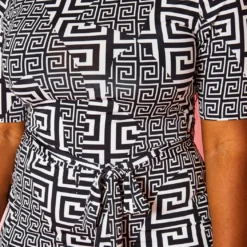 Plus Size Greek Key Print Bodycon Midi Dress -Femme Avid Sales Store 2021135 001 5