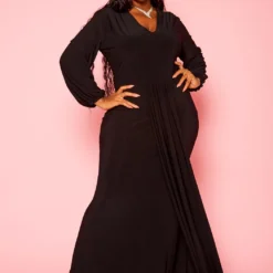 Plus Size Long Sleeve Mermaid Flare Gown