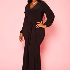 Plus Size Long Sleeve Mermaid Flare Gown -Femme Avid Sales Store 2021276 001 1