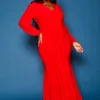 Plus Size Long Sleeve Mermaid Flare Gown