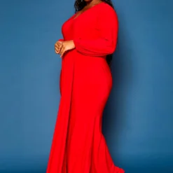 Plus Size Long Sleeve Mermaid Flare Gown -Femme Avid Sales Store 2021276 002 3