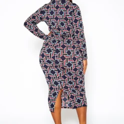 Plus Size Abstract Pattern Bodycon Midi Dress -Femme Avid Sales Store 2021293 001 3