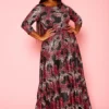 Plus Size Fuchsia Leopard Print Fit & Flare Maxi Dress