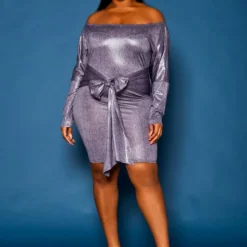 Plus Size Off Shoulder Snake Pattern Mini Dress