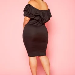 Plus Size Off Shoulder Ruffle Hem Dress -Femme Avid Sales Store 2021328 001 3