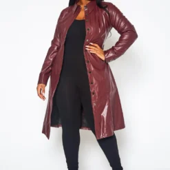 Plus Size Faux Leather Button Front Dress -Femme Avid Sales Store 2021330 002 1