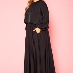 Plus Size Solid Long Sleeve Flare Maxi Skirt Set -Femme Avid Sales Store 2021333 001 3