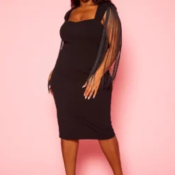 Plus Size Fringe Sleeve Midi Dress -Femme Avid Sales Store 2021346 001 8