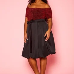 Plus Size Embellished Fit & Flare Dress -Femme Avid Sales Store 2021371 001 2