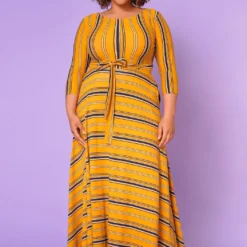 Plus Size Multi Striped Fit & Flare Maxi Dress -Femme Avid Sales Store 2021372 004 2